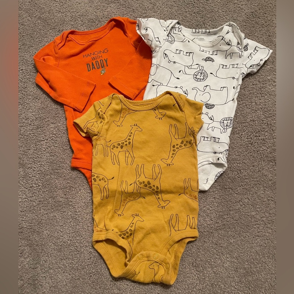 Carter's/ Amazon Orange, White, and Mustard Baby Bodysuits Set